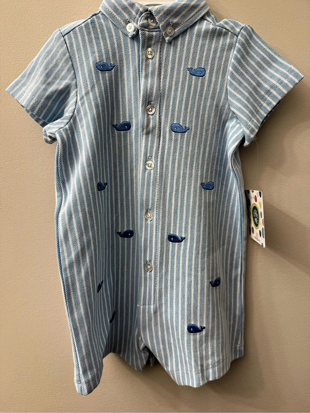 Little Me Striped Romper in Blue & White Size 9M NWT